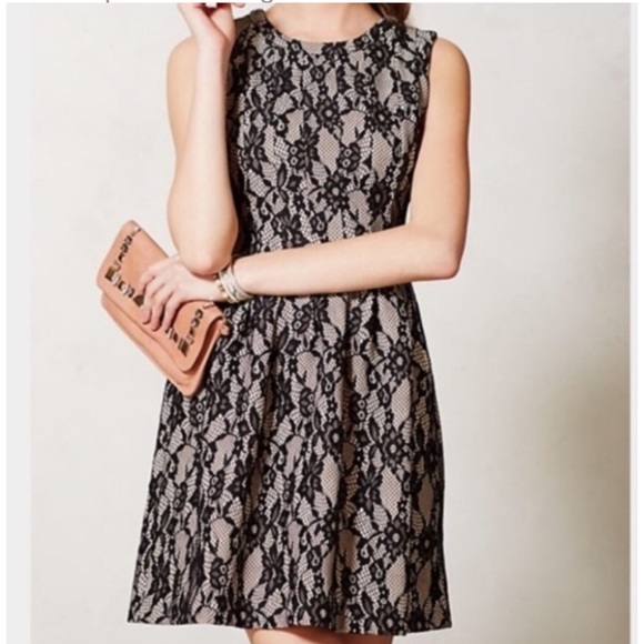 🆕️ Anthropologie HD Black Lace Dress - Fit and Flare Style. NWT - Picture 3 of 14